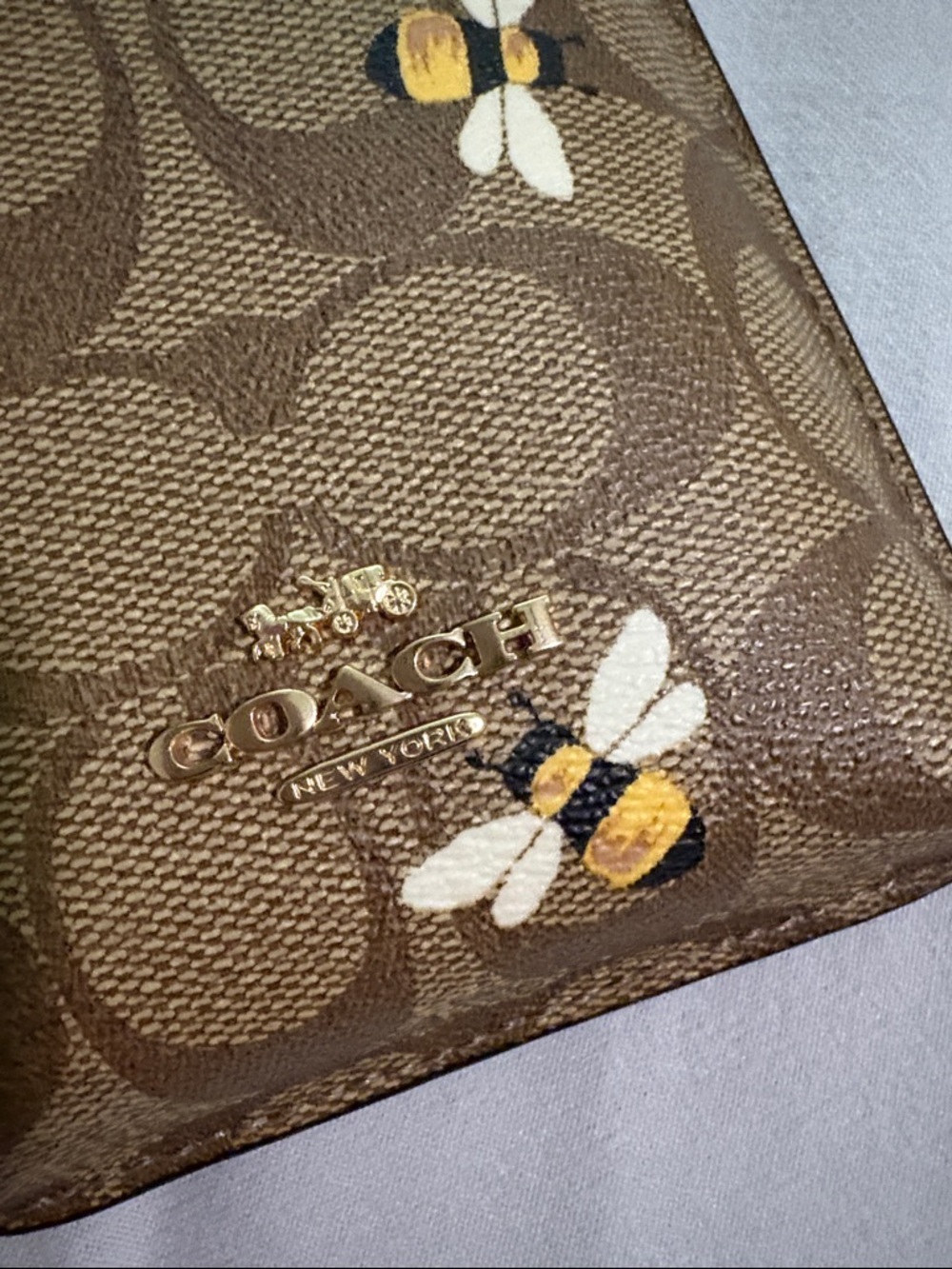 Coach Bee Signature Crossbody Phone Case in Brown with Black Trim - Picture 2 of 3